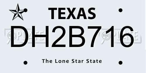 DH2B716 Texas License Plate