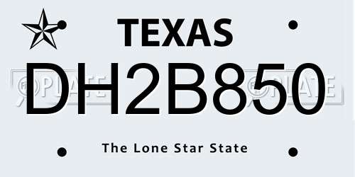 DH2B850 Texas License Plate