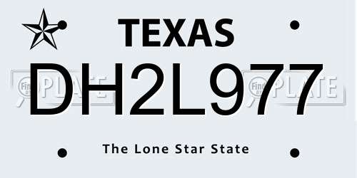DH2L977 Texas License Plate