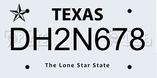 DH2N678 Texas License Plate