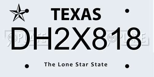 DH2X818 Texas License Plate