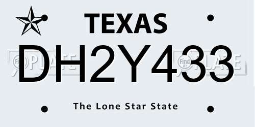 DH2Y433 Texas License Plate
