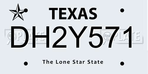 DH2Y571 Texas License Plate