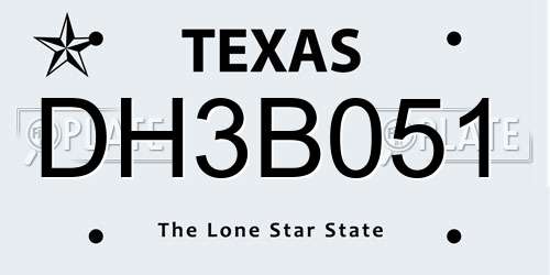 DH3B051 Texas License Plate