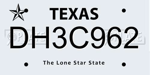 DH3C962 Texas License Plate