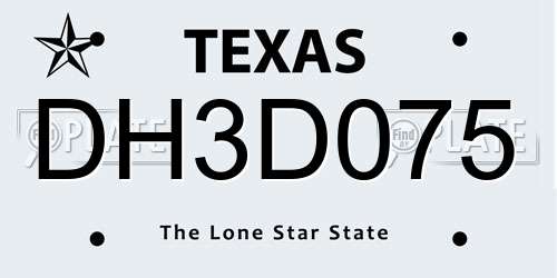 DH3D075 Texas License Plate