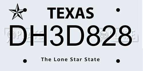 DH3D828 Texas License Plate