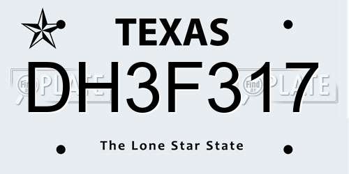 DH3F317 Texas License Plate