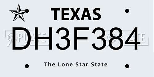 DH3F384 Texas License Plate