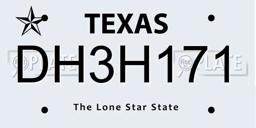 DH3H171 Texas License Plate