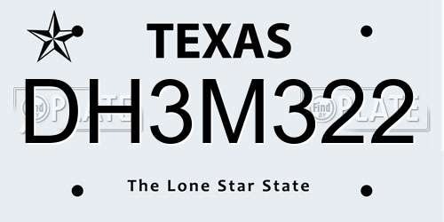 DH3M322 Texas License Plate