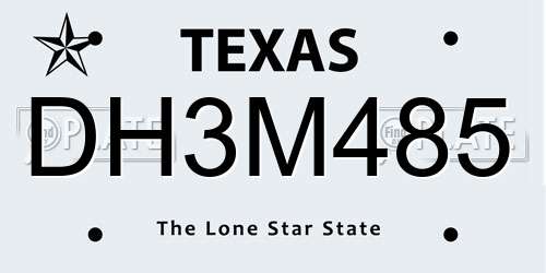 DH3M485 Texas License Plate