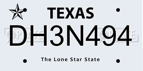 DH3N494 Texas License Plate