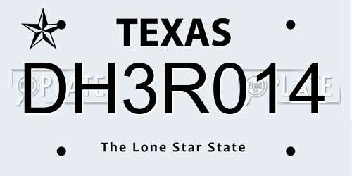 DH3R014 Texas License Plate