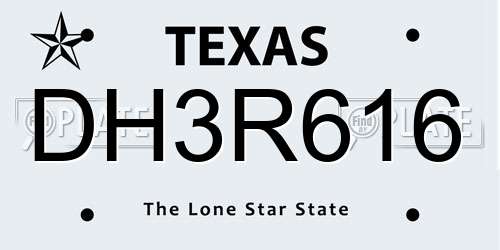 DH3R616 Texas License Plate