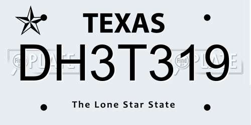 DH3T319 Texas License Plate
