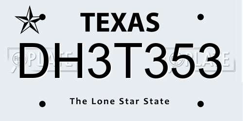 DH3T353 Texas License Plate
