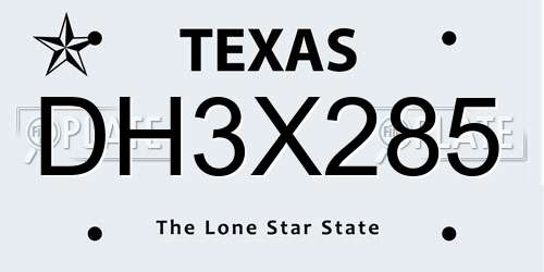 DH3X285 Texas License Plate