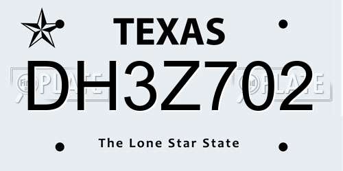 DH3Z702 Texas License Plate