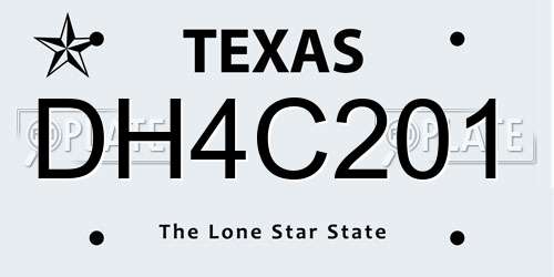 DH4C201 Texas License Plate