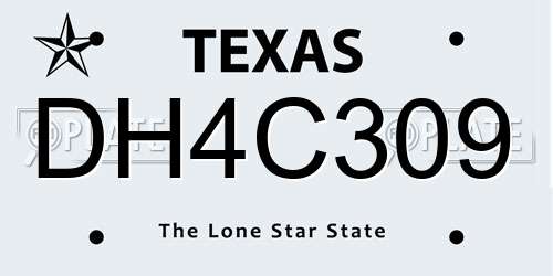DH4C309 Texas License Plate