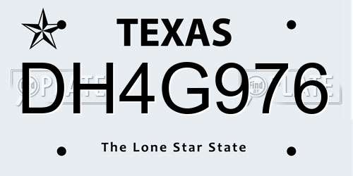 DH4G976 Texas License Plate