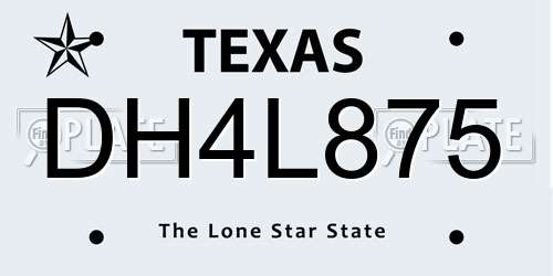 DH4L875 Texas License Plate