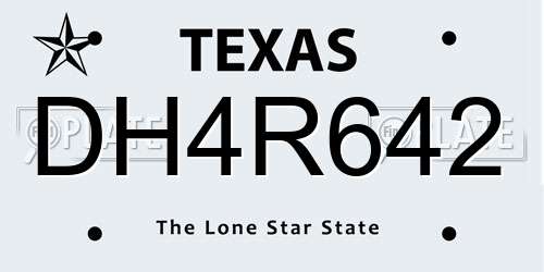 DH4R642 Texas License Plate