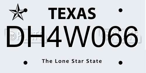 DH4W066 Texas License Plate