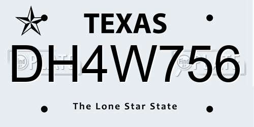 DH4W756 Texas License Plate