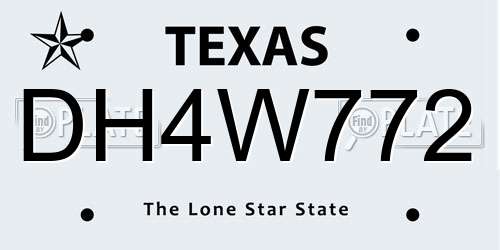 DH4W772 Texas License Plate
