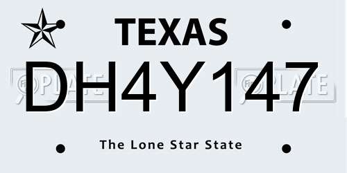 DH4Y147 Texas License Plate