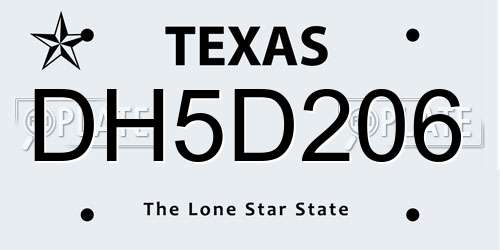 DH5D206 Texas License Plate