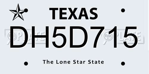 DH5D715 Texas License Plate