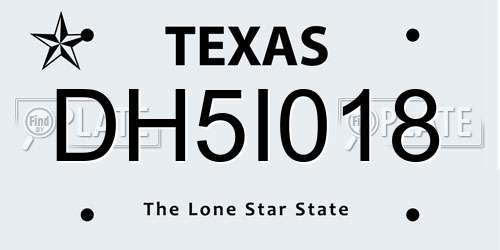 DH5I018 Texas License Plate