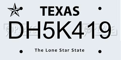 DH5K419 Texas License Plate