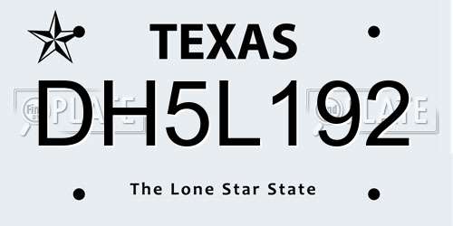 DH5L192 Texas License Plate