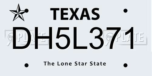 DH5L371 Texas License Plate