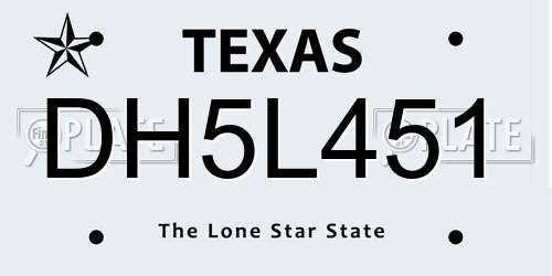 DH5L451 Texas License Plate
