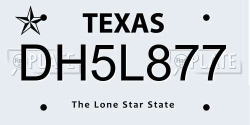 DH5L877 Texas License Plate
