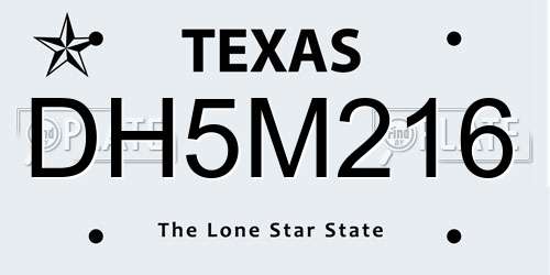 DH5M216 Texas License Plate