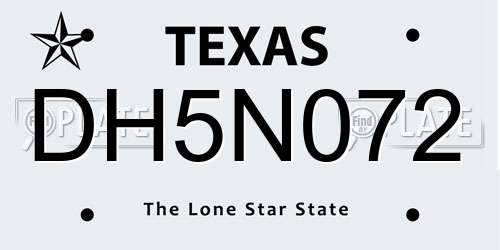 DH5N072 Texas License Plate