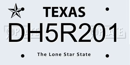 DH5R201 Texas License Plate