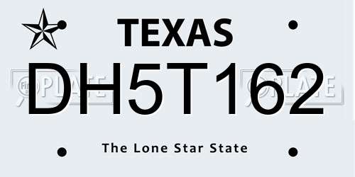 DH5T162 Texas License Plate