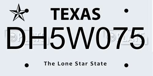 DH5W075 Texas License Plate