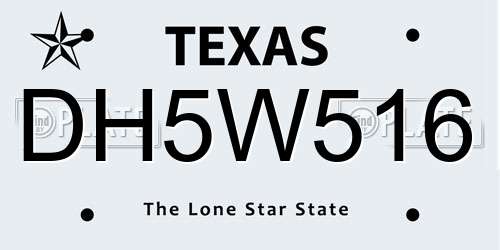 DH5W516 Texas License Plate
