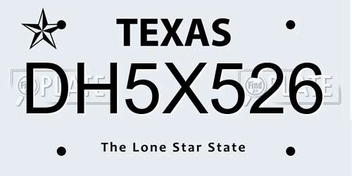 DH5X526 Texas License Plate
