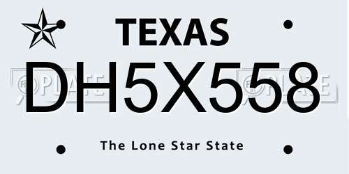 DH5X558 Texas License Plate