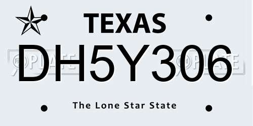 DH5Y306 Texas License Plate