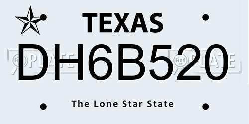 DH6B520 Texas License Plate